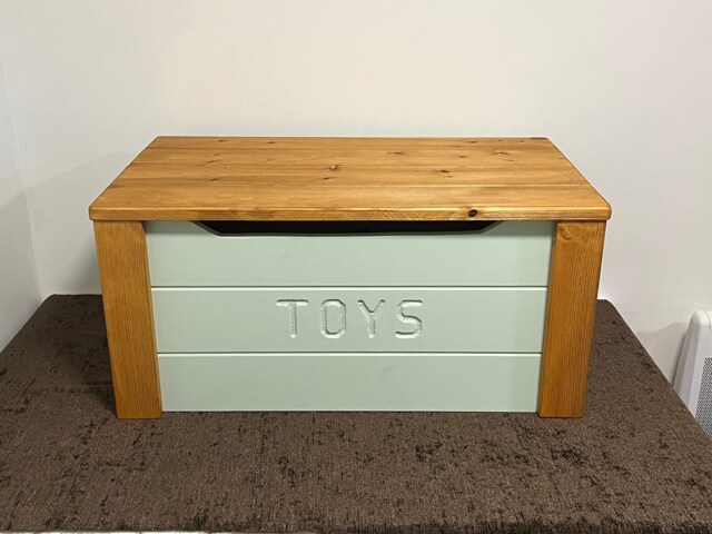 Personalized Solid Wood Toy Box Sage Green Pine, Made in England - image 1