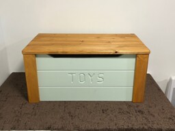 Personalized Solid Wood Toy Box Sage Green Pine, Made in England