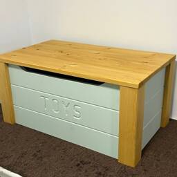 Personalized Solid Wood Toy Box Sage Green Pine, Made in England - thumbnail 3
