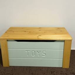 Personalized Solid Wood Toy Box Sage Green Pine, Made in England - thumbnail 4