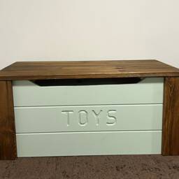 Personalized Solid Wood Toy Box Sage Green Pine, Made in England - thumbnail 2