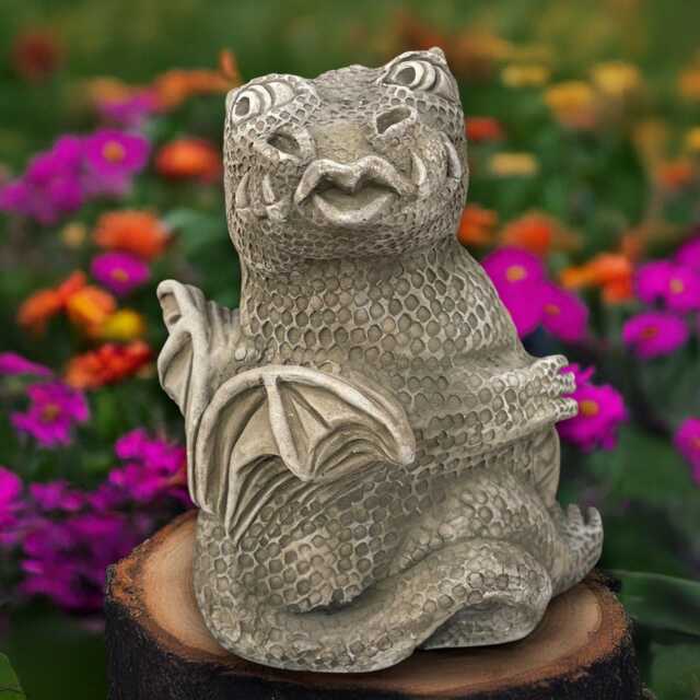 Gothic Dragon Statue Concrete Sitting Sculpture Stone Animal Decoration Cement Wildlife Ornament Handmade Garden Figurine - image 1