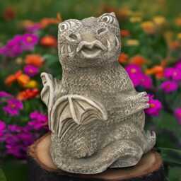 Gothic Dragon Statue Concrete Sitting Sculpture Stone Animal Decoration Cement Wildlife Ornament Handmade Garden Figurine - thumbnail 1