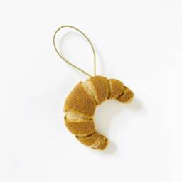 Croissant Upcycled Wool Ornament Handmade Christmas Tree Decor - thumbnail 4