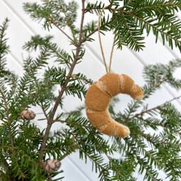 Croissant Upcycled Wool Ornament Handmade Christmas Tree Decor - thumbnail 1