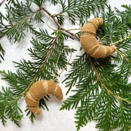 Croissant Upcycled Wool Ornament Handmade Christmas Tree Decor - thumbnail 3