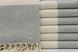 "Small Diamond Towel, Light Gray Towel, Turkish Towel, Bohemian Towel, 37""x70" - thumbnail 1