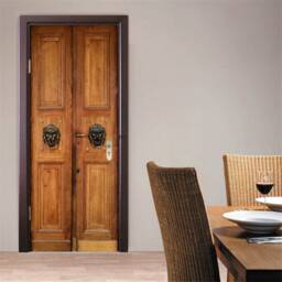 Door Wall Sticker Old Wood Door/Door With A Lion Head Knocker/Mural/Rustic Decal Mural/ Doors Decals Peel & Stick - thumbnail 2