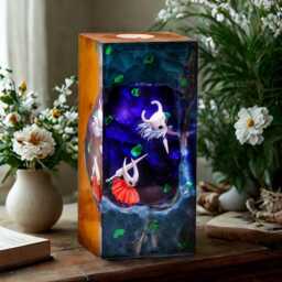 Pre-Order Little Hollow Knight Resin Lamp - Handmade Led Night Light - Silksong Decor Gift Gaming Desk For Indie Game Fans - thumbnail 3