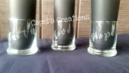 Set Of 3 Candle Holders, Faith Love Hope, Etched Glassware, Unique Gift, Gift Idea - thumbnail 1