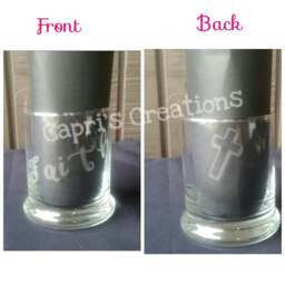 Set Of 3 Candle Holders, Faith Love Hope, Etched Glassware, Unique Gift, Gift Idea - thumbnail 3