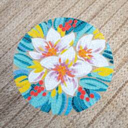 Coffee Table 40Th Anniversary Gift For Parents Stained Glass Mosaic Big Sister Small Custom Stained Flower - thumbnail 2