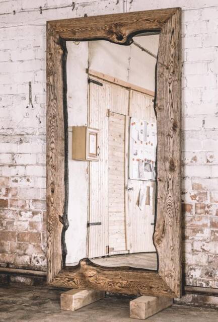 Large Oak Wood Mirror Rustic Industrial Decor - 200cm X 100cm - image 1