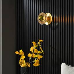 1 Light Gold Wall Sconce With Glass Bowl Shade For Modern Bathroom Vanity & Hallway - Mid Century Industrial Ceiling Flush Mount Bonnie - thumbnail 2