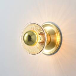 1 Light Gold Wall Sconce With Glass Bowl Shade For Modern Bathroom Vanity & Hallway - Mid Century Industrial Ceiling Flush Mount Bonnie