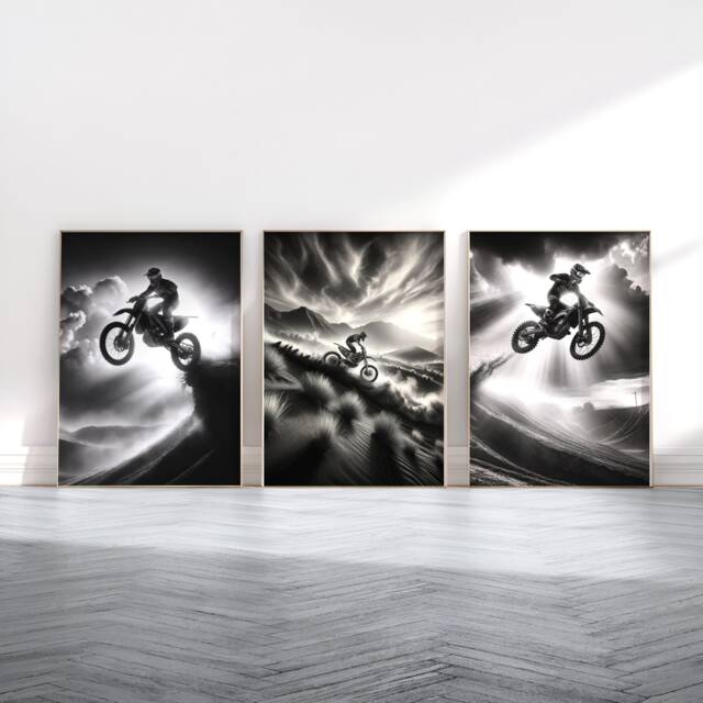 Motocross Epic Photo Print Set - Of 3 Dirt Bike Posters - Motorcycle Image Poster Biker Artwork Boys Wall Art Room Decor - image 1