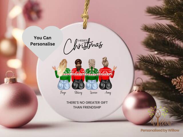 Bestie Christmas Ornament, Work Besties Secret Santa Gift, Xmas Decoration, Custom Keepsake Bauble, Sister Gift - image 1