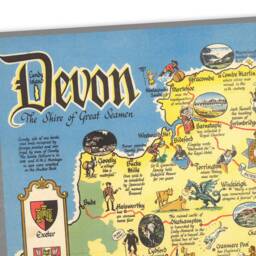 Devon Map, The Shire Of Great Seamen - Pictorial Map Devon, England Wall Art Large Print - thumbnail 2