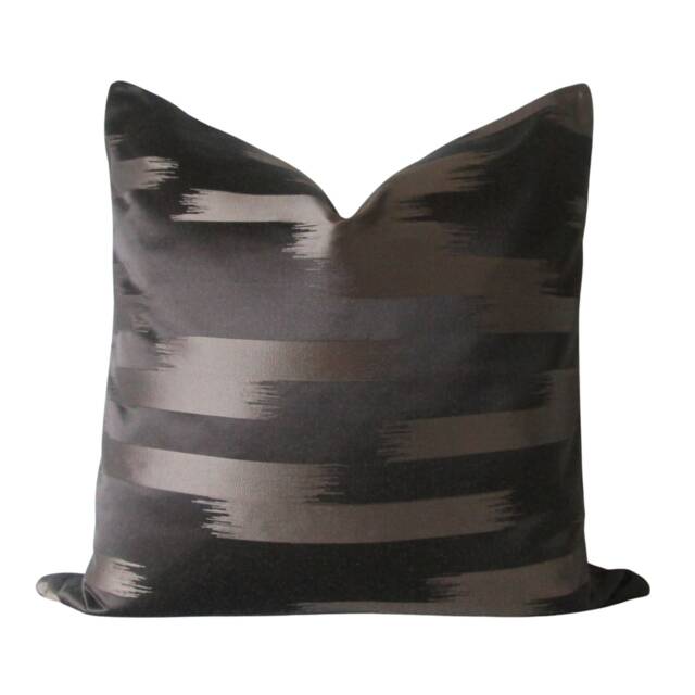 Walnut Stripe Silk Pillow Cover - Decorative Lumbar Throw - image 1