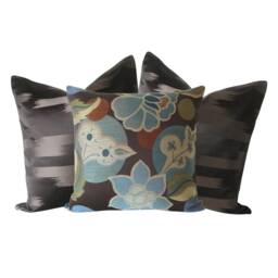 Walnut Stripe Silk Pillow Cover - Decorative Lumbar Throw - thumbnail 3