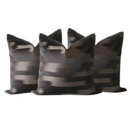 Walnut Stripe Silk Pillow Cover - Decorative Lumbar Throw - thumbnail 2
