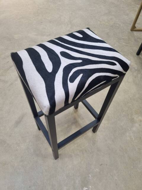 Zebra Style Bespoke Custom-Made Cowhide Bar Stool - Counter Top, Breakfast Made in The U.K Worldwide Shipping Fp - image 1