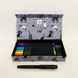 Handmade Cats Pencil Case Fabric Stationery Organiser With Magnetic Closure Multipurpose Box - thumbnail 2