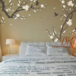 Tree Wall Decal Vinyl Sticker-Cherry Blossom Tree Branch Nursery Wall Decal Baby Girl Room Pink Flower Sticker Living Decor - thumbnail 2