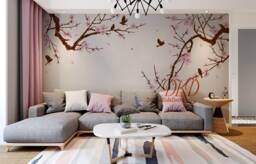 Tree Wall Decal Vinyl Sticker-Cherry Blossom Tree Branch Nursery Wall Decal Baby Girl Room Pink Flower Sticker Living Decor