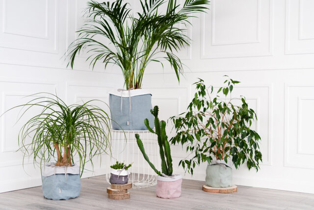 100% Natural Linen Plant Pot Cover - Soft Double Sided Vase Decor For Home Stone Washed Handmade Drawstring Bag For Plants - image 1
