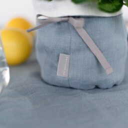 100% Natural Linen Plant Pot Cover - Soft Double Sided Vase Decor For Home Stone Washed Handmade Drawstring Bag For Plants - thumbnail 3