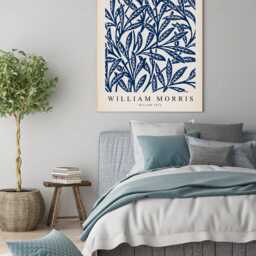 William Morris Art Print, Blue Flowers, Flower Botanical Wall Decor, Art - thumbnail 3