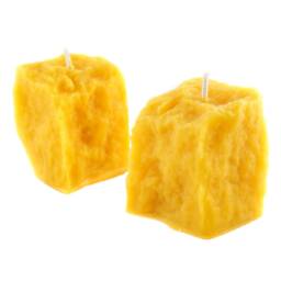 2 Candles Made Of 100% Beeswax Boulders Handmade Golden Yellow Honey Scented With Quality Wicks From Germany Burning Time Approx. 10H Per Candle