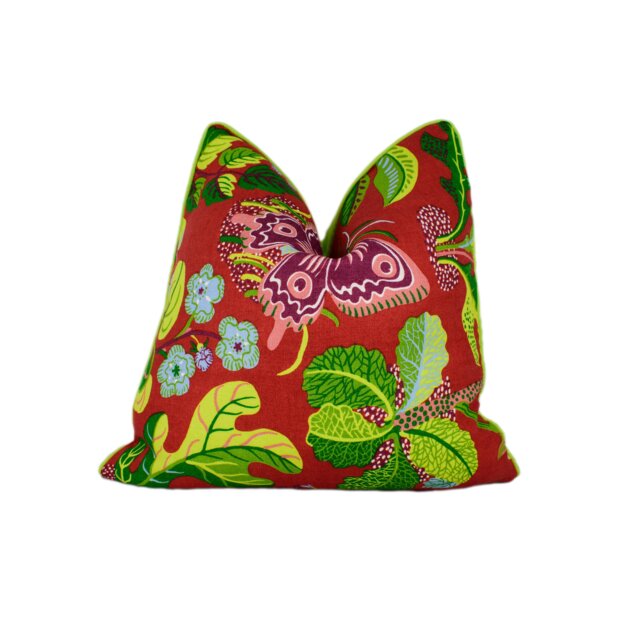 Schumacher - Exotic Butterfly Red Signature Josef Frank Whimsical Designer Cushion Cover Luxury Throw Pillow Handmade - image 1