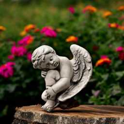 Concrete Baby Angel Statue Stone Cherub Figurine Sitting Sculpture Garden Ornament Cement Winged Decor Outdoor Yard Art Gift - thumbnail 3