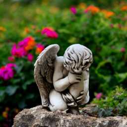 Concrete Baby Angel Statue Stone Cherub Figurine Sitting Sculpture Garden Ornament Cement Winged Decor Outdoor Yard Art Gift - thumbnail 2