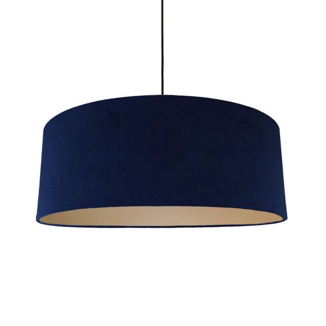 Extra Large Navy Blue Velvet Lampshade With Champagne Lining - image 1