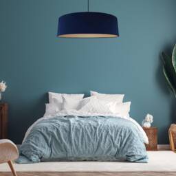 Extra Large Navy Blue Velvet Lampshade With Champagne Lining - thumbnail 2