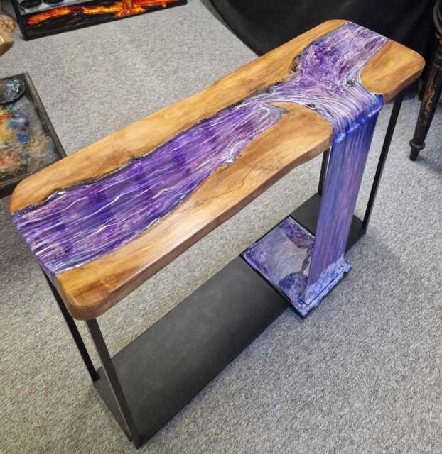 Resin Waterfall Console Table With Amethyst - image 1