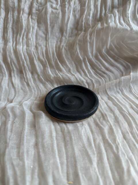 Mini Black Soap Dish, Ceramic Bathroom Tray, Handmade Kitchen Pottery, Household Holder, Thrown Textured Dishes - image 1