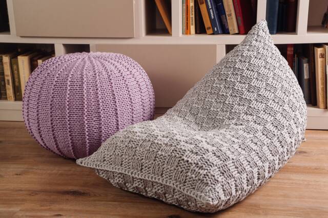 Gray Bean Bag Chair, Crochet Handmade Gray Pouf, Nursery Decor, Knitted Floor Pillow, Floor Seat, Unstuffed - image 1