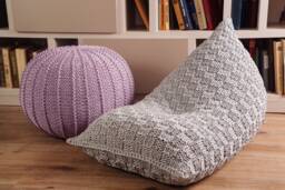 Gray Bean Bag Chair, Crochet Handmade Gray Pouf, Nursery Decor, Knitted Floor Pillow, Floor Seat, Unstuffed