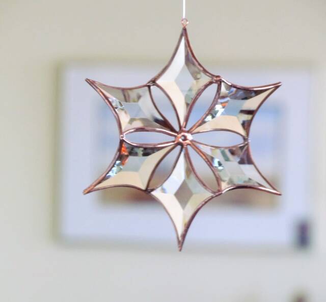 Stained Glass Crystal Star Suncatcher - Hanging 3D Snowflake Ornament - image 1