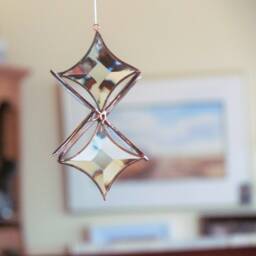 Stained Glass Crystal Star Suncatcher - Hanging 3D Snowflake Ornament - thumbnail 2