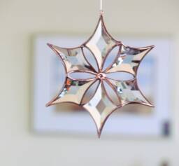 Stained Glass Crystal Star Suncatcher - Hanging 3D Snowflake Ornament - thumbnail 1