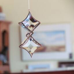Stained Glass Crystal Star Suncatcher - Hanging 3D Snowflake Ornament - thumbnail 3