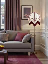 Bespoke Art Deco Lamp Shades With Cream & Burgundy Red Fringe, Braid, Handmade in The UK - thumbnail 1