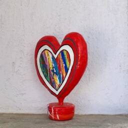 Papier Mache Heart Sculpture, Pop Art Table Decor - thumbnail 3