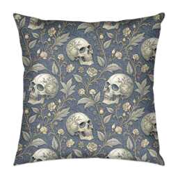 Gothic Floral Skull Pillow Halloween Home Decor Throw Cushion - thumbnail 3