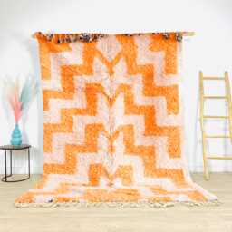 Orange Moroccan Rug - Handmade Berber Shag Carpet, Custom Geometric Area Rug, Modern Floor Decor - thumbnail 1